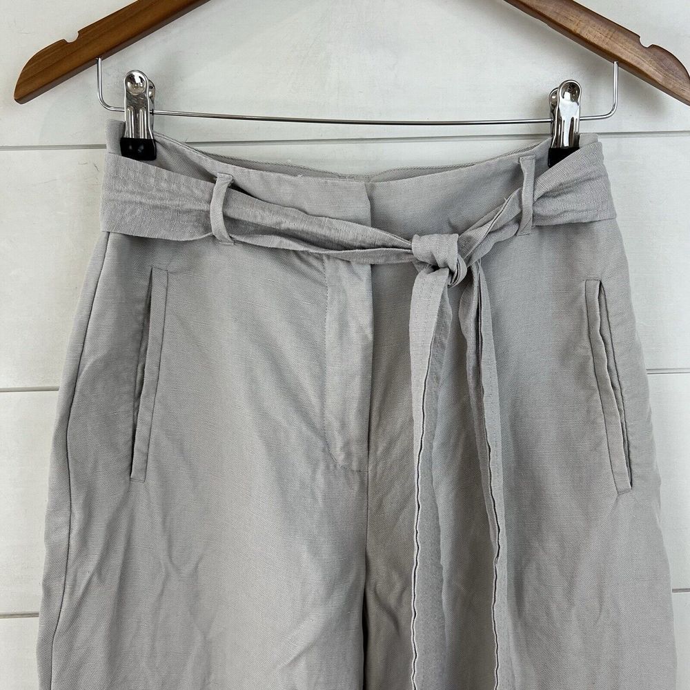 Wilfred 4 Jallade‎ Gray Linen Trousers Pants Tie Waist Crop Belted - Picture 2 of 10